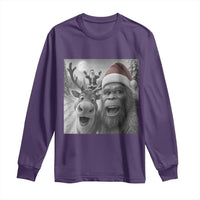Funny Bigfoot Selfie Christmas Long Sleeve Shirt Santa Reindeer Sasquatch Xmas - Wonder Print Shop