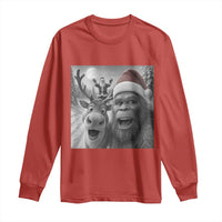 Funny Bigfoot Selfie Christmas Long Sleeve Shirt Santa Reindeer Sasquatch Xmas - Wonder Print Shop