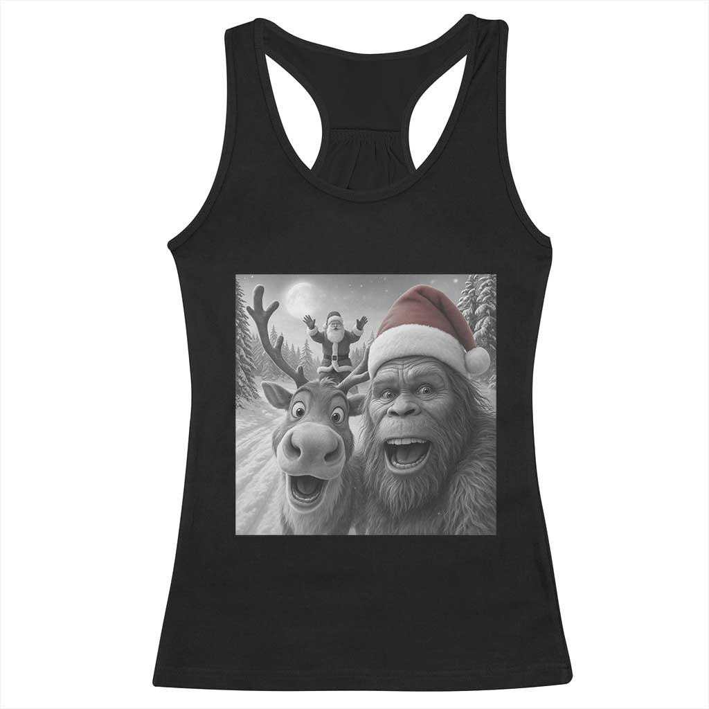 Funny Bigfoot Selfie Christmas Racerback Tank Top Santa Reindeer Sasquatch Xmas - Wonder Print Shop