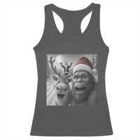 Funny Bigfoot Selfie Christmas Racerback Tank Top Santa Reindeer Sasquatch Xmas - Wonder Print Shop