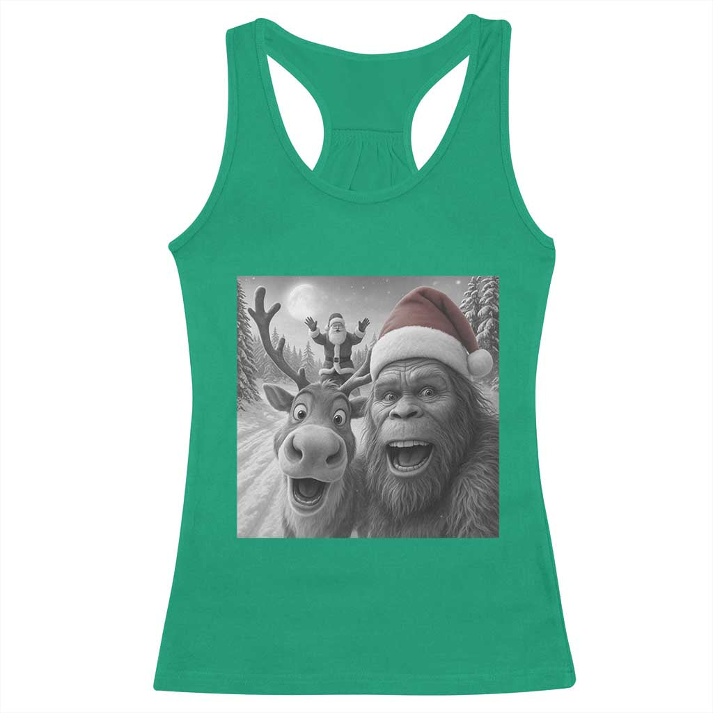 Funny Bigfoot Selfie Christmas Racerback Tank Top Santa Reindeer Sasquatch Xmas - Wonder Print Shop