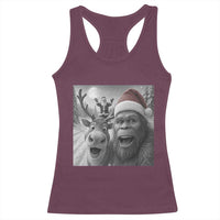 Funny Bigfoot Selfie Christmas Racerback Tank Top Santa Reindeer Sasquatch Xmas - Wonder Print Shop