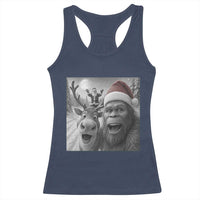 Funny Bigfoot Selfie Christmas Racerback Tank Top Santa Reindeer Sasquatch Xmas - Wonder Print Shop