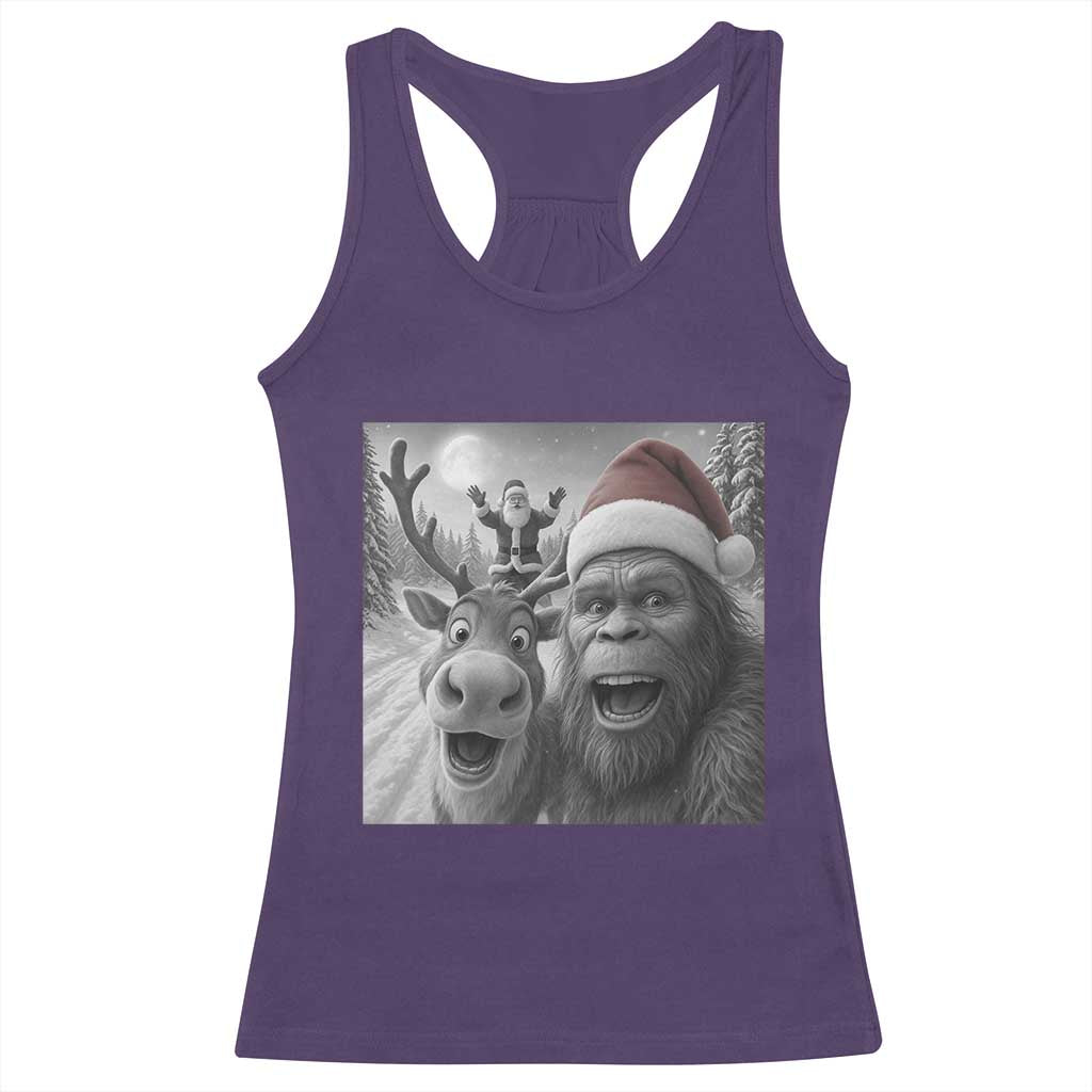 Funny Bigfoot Selfie Christmas Racerback Tank Top Santa Reindeer Sasquatch Xmas - Wonder Print Shop