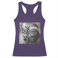 Funny Bigfoot Selfie Christmas Racerback Tank Top Santa Reindeer Sasquatch Xmas - Wonder Print Shop