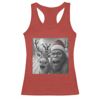 Funny Bigfoot Selfie Christmas Racerback Tank Top Santa Reindeer Sasquatch Xmas - Wonder Print Shop