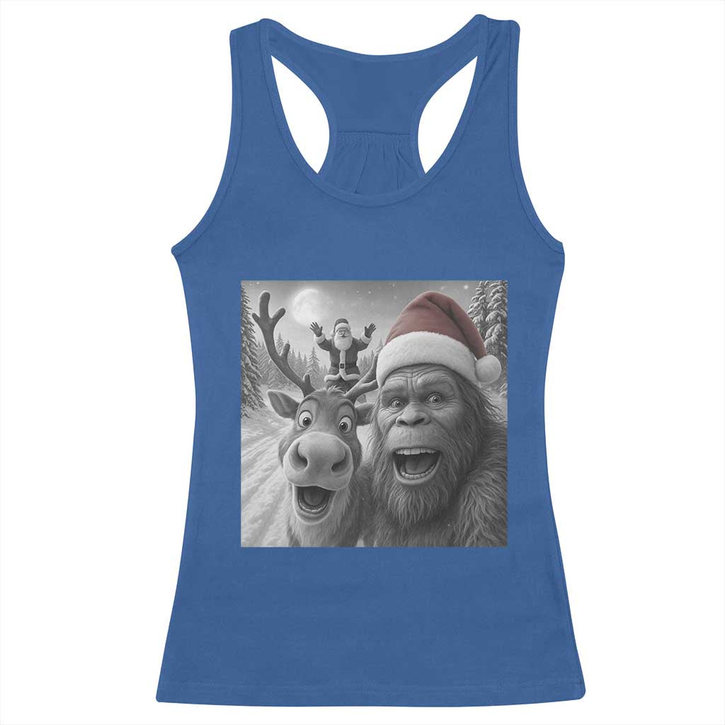 Funny Bigfoot Selfie Christmas Racerback Tank Top Santa Reindeer Sasquatch Xmas - Wonder Print Shop