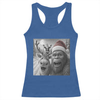 Funny Bigfoot Selfie Christmas Racerback Tank Top Santa Reindeer Sasquatch Xmas - Wonder Print Shop