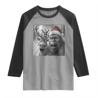 Funny Bigfoot Selfie Christmas Raglan Shirt Santa Reindeer Sasquatch Xmas - Wonder Print Shop