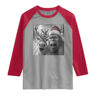 Funny Bigfoot Selfie Christmas Raglan Shirt Santa Reindeer Sasquatch Xmas - Wonder Print Shop
