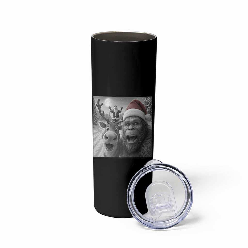 Funny Bigfoot Selfie Christmas Skinny Tumbler Santa Reindeer Sasquatch Xmas - Wonder Print Shop