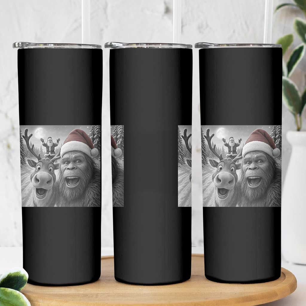 Funny Bigfoot Selfie Christmas Skinny Tumbler Santa Reindeer Sasquatch Xmas - Wonder Print Shop