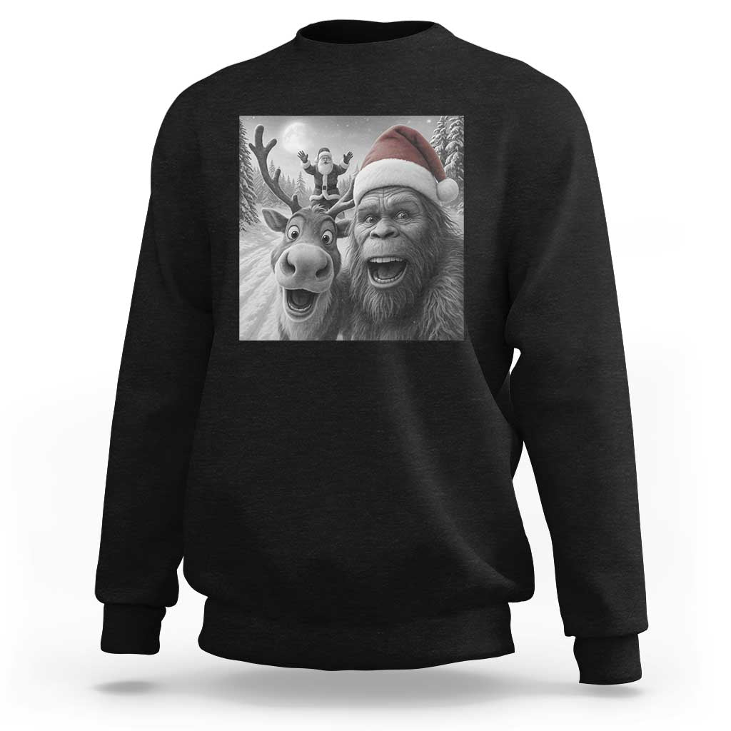 Funny Bigfoot Selfie Christmas Sweatshirt Santa Reindeer Sasquatch Xmas - Wonder Print Shop