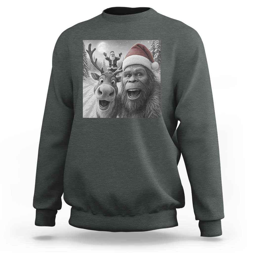 Funny Bigfoot Selfie Christmas Sweatshirt Santa Reindeer Sasquatch Xmas - Wonder Print Shop