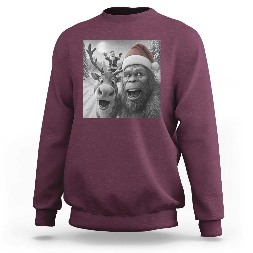 Funny Bigfoot Selfie Christmas Sweatshirt Santa Reindeer Sasquatch Xmas - Wonder Print Shop