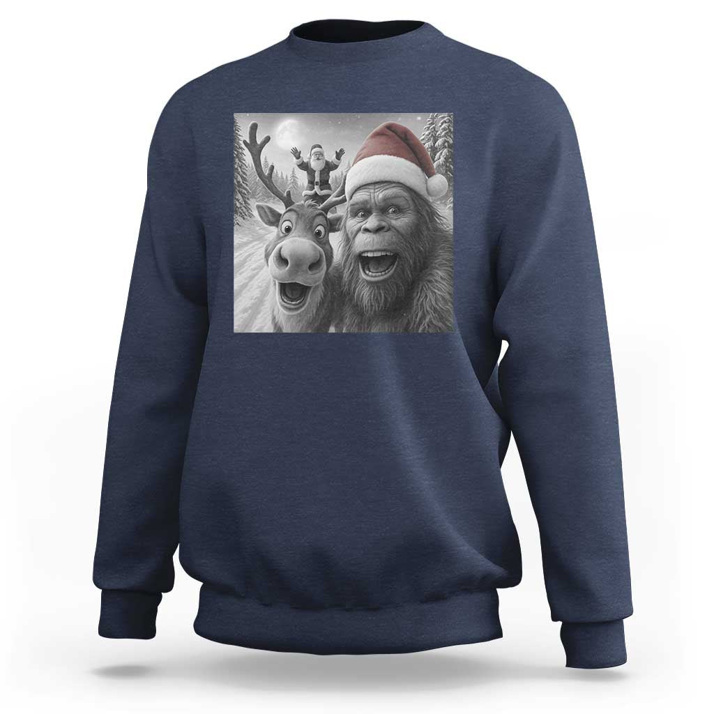 Funny Bigfoot Selfie Christmas Sweatshirt Santa Reindeer Sasquatch Xmas - Wonder Print Shop
