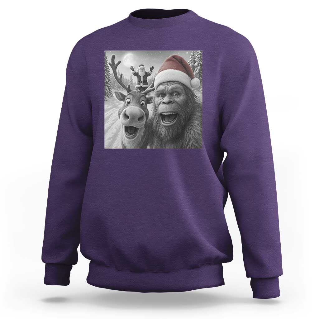 Funny Bigfoot Selfie Christmas Sweatshirt Santa Reindeer Sasquatch Xmas - Wonder Print Shop