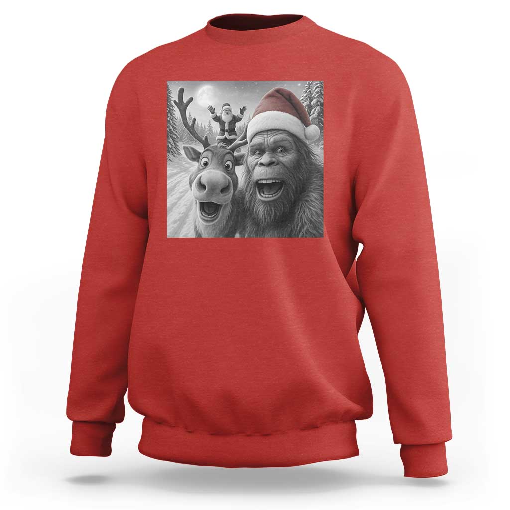 Funny Bigfoot Selfie Christmas Sweatshirt Santa Reindeer Sasquatch Xmas - Wonder Print Shop