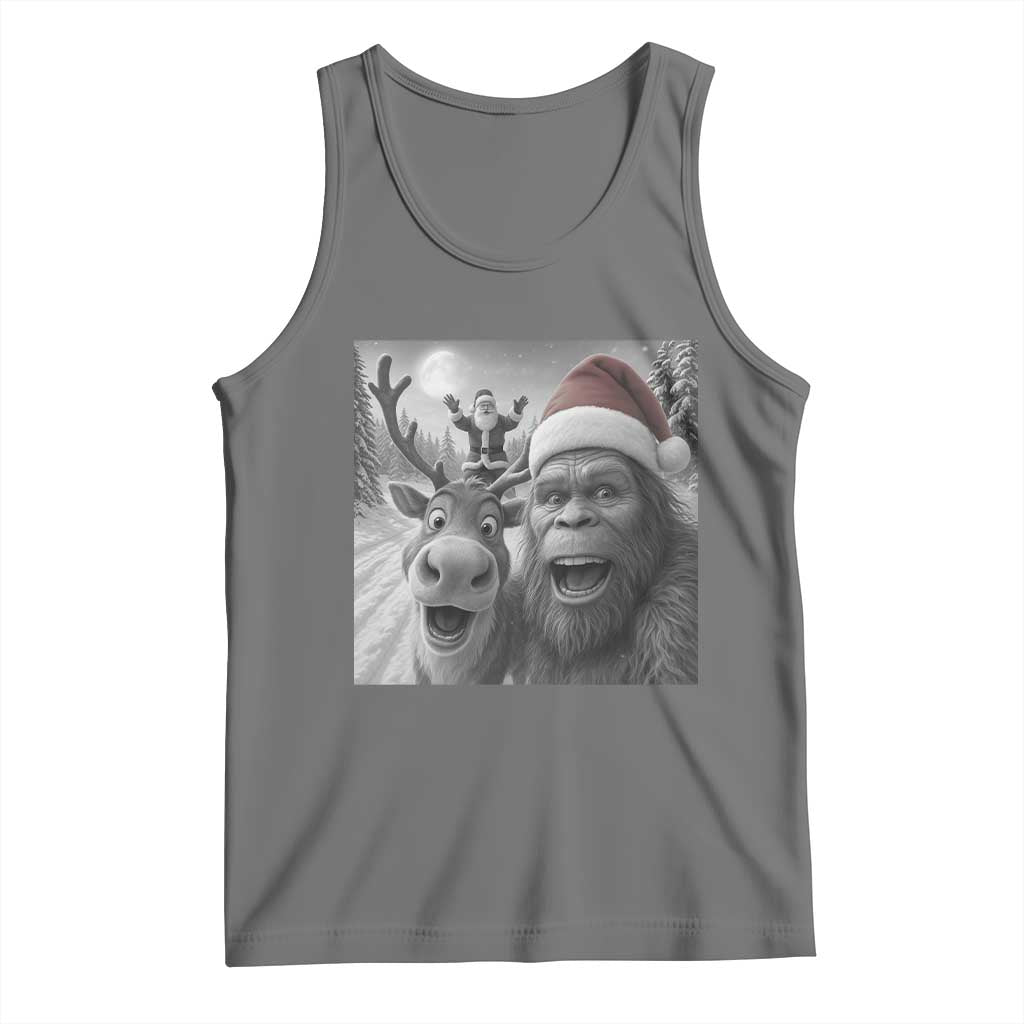 Funny Bigfoot Selfie Christmas Tank Top Santa Reindeer Sasquatch Xmas - Wonder Print Shop
