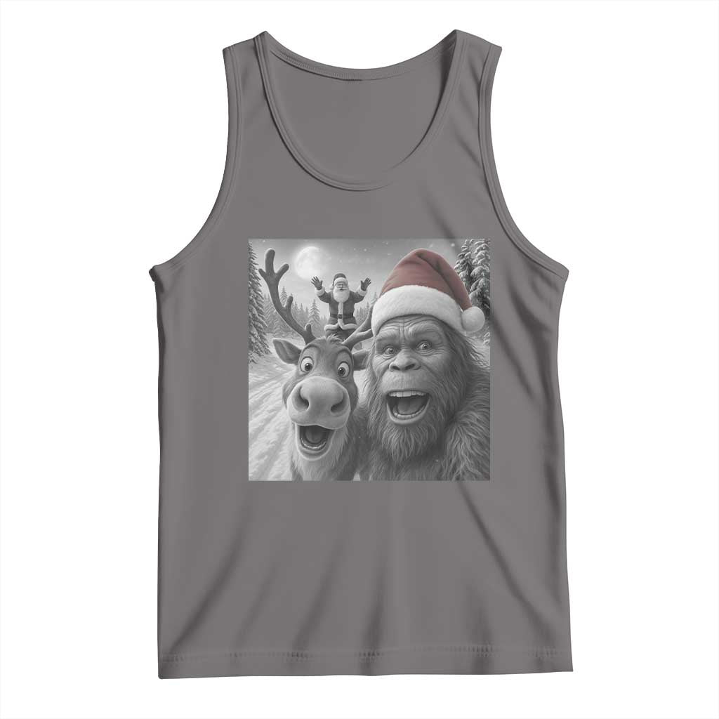 Funny Bigfoot Selfie Christmas Tank Top Santa Reindeer Sasquatch Xmas - Wonder Print Shop