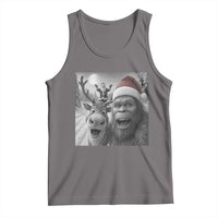 Funny Bigfoot Selfie Christmas Tank Top Santa Reindeer Sasquatch Xmas - Wonder Print Shop