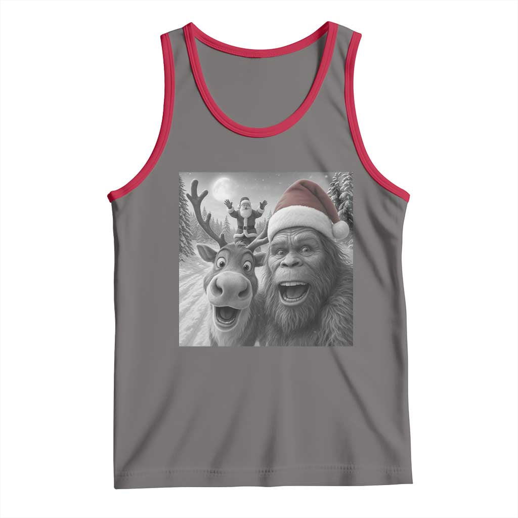 Funny Bigfoot Selfie Christmas Tank Top Santa Reindeer Sasquatch Xmas - Wonder Print Shop