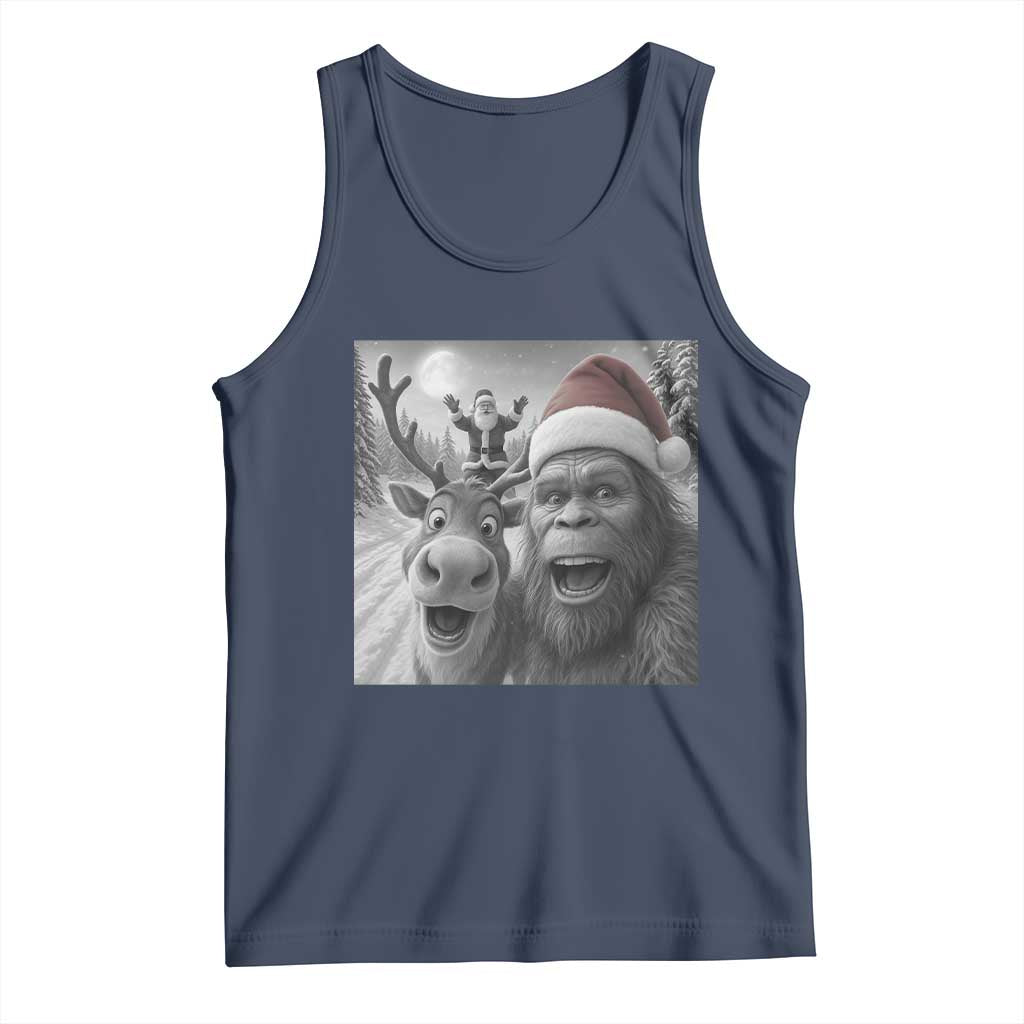 Funny Bigfoot Selfie Christmas Tank Top Santa Reindeer Sasquatch Xmas - Wonder Print Shop