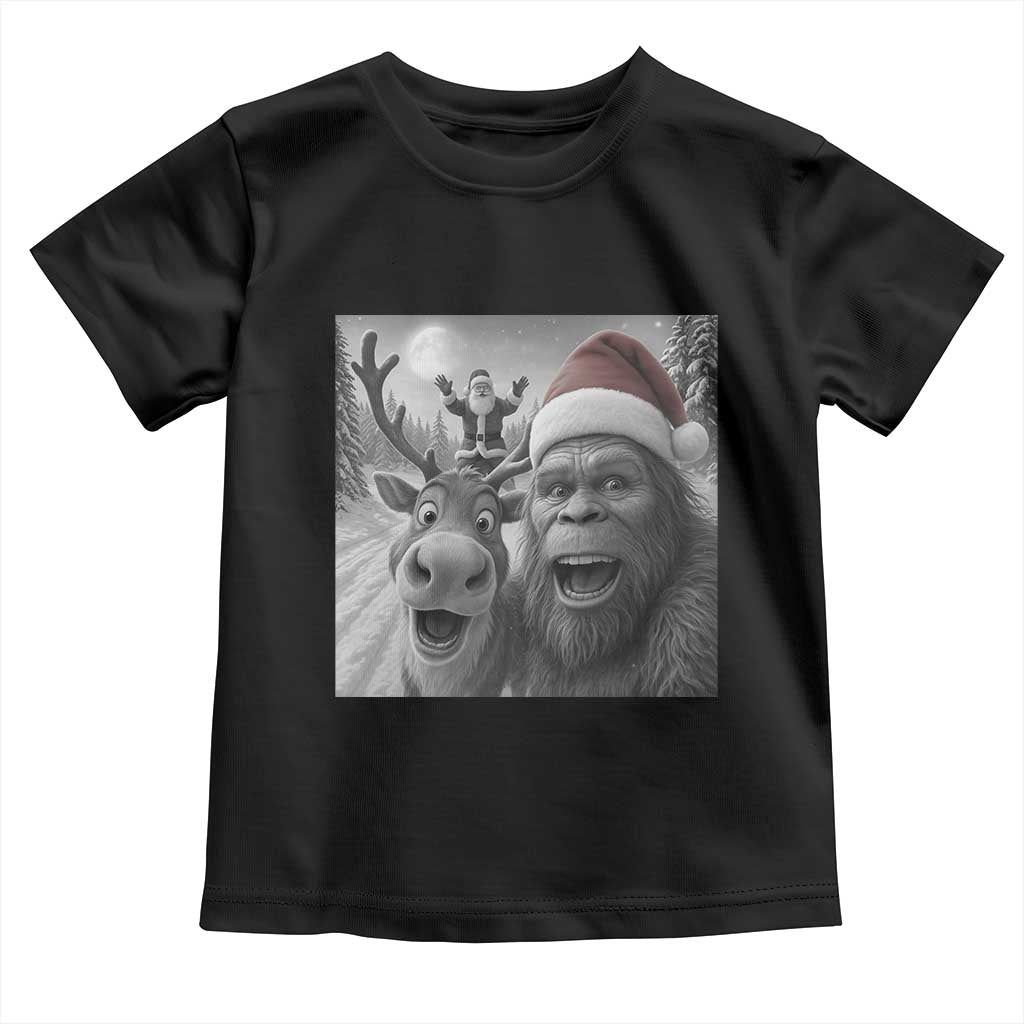 Funny Bigfoot Selfie Christmas Toddler T Shirt Santa Reindeer Sasquatch Xmas - Wonder Print Shop