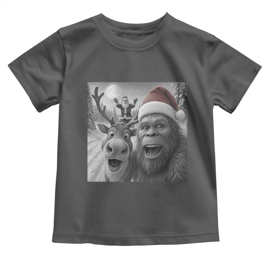 Funny Bigfoot Selfie Christmas Toddler T Shirt Santa Reindeer Sasquatch Xmas - Wonder Print Shop