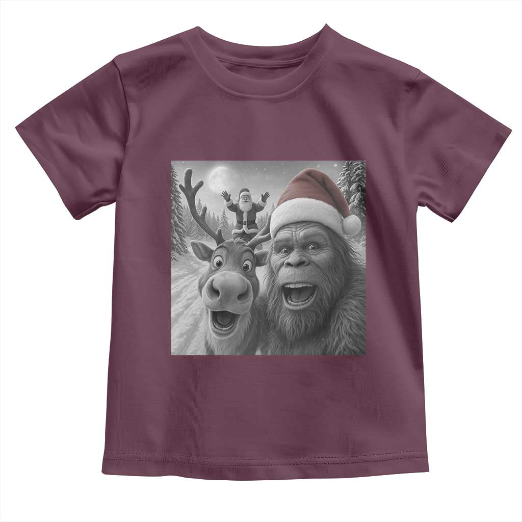 Funny Bigfoot Selfie Christmas Toddler T Shirt Santa Reindeer Sasquatch Xmas - Wonder Print Shop