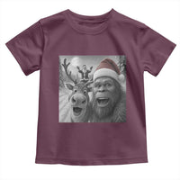 Funny Bigfoot Selfie Christmas Toddler T Shirt Santa Reindeer Sasquatch Xmas - Wonder Print Shop