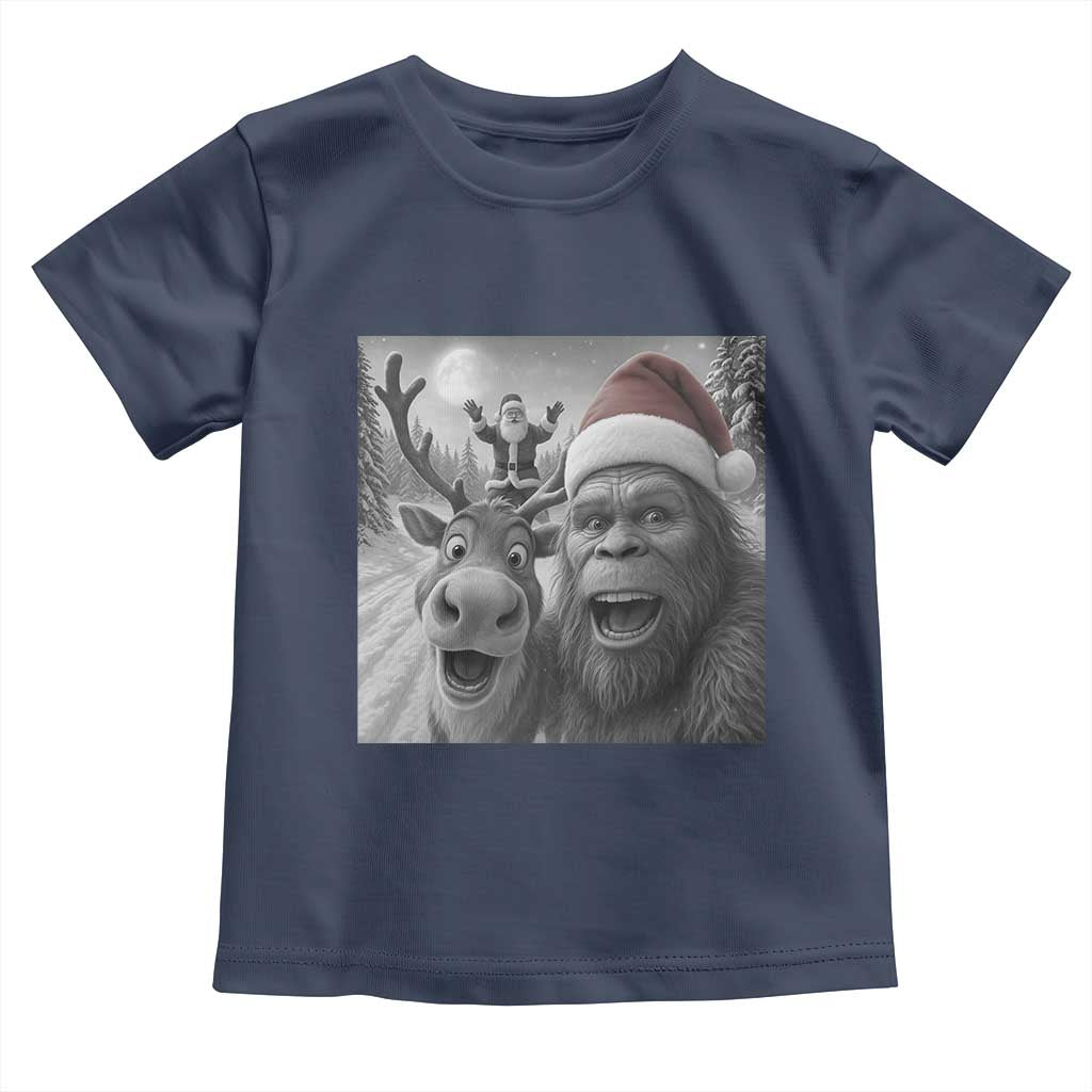 Funny Bigfoot Selfie Christmas Toddler T Shirt Santa Reindeer Sasquatch Xmas - Wonder Print Shop