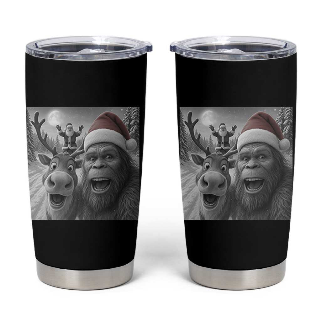 Funny Bigfoot Selfie Christmas Tumbler Cup Santa Reindeer Sasquatch Xmas - Wonder Print Shop