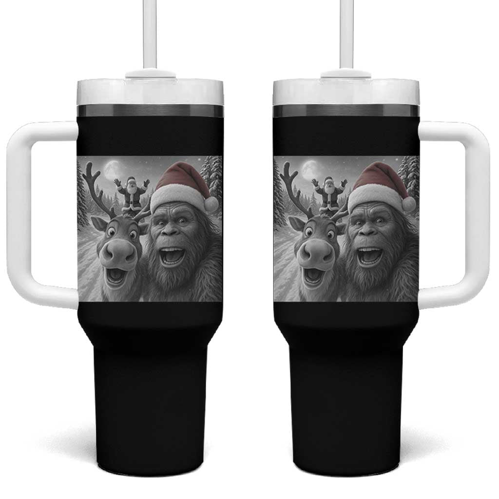 Funny Bigfoot Selfie Christmas Tumbler With Handle Santa Reindeer Sasquatch Xmas - Wonder Print Shop