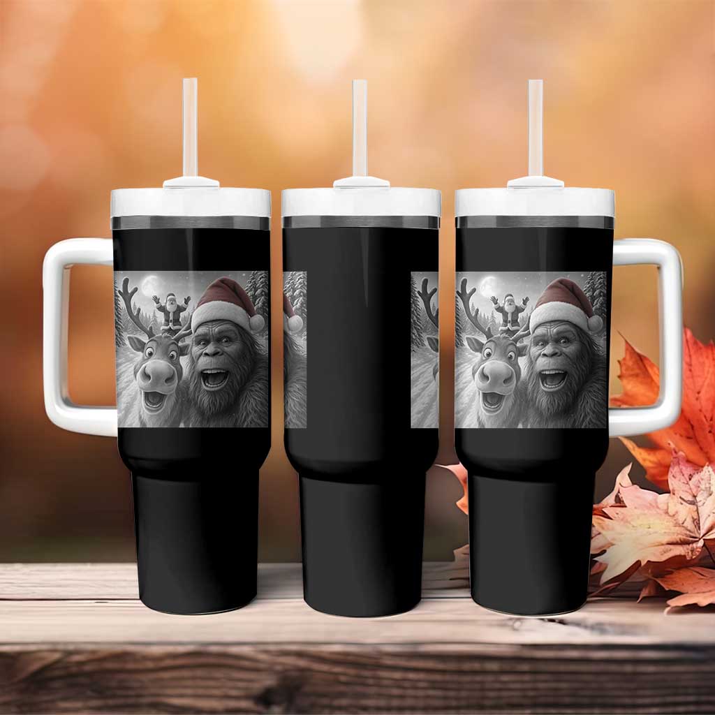 Funny Bigfoot Selfie Christmas Tumbler With Handle Santa Reindeer Sasquatch Xmas - Wonder Print Shop