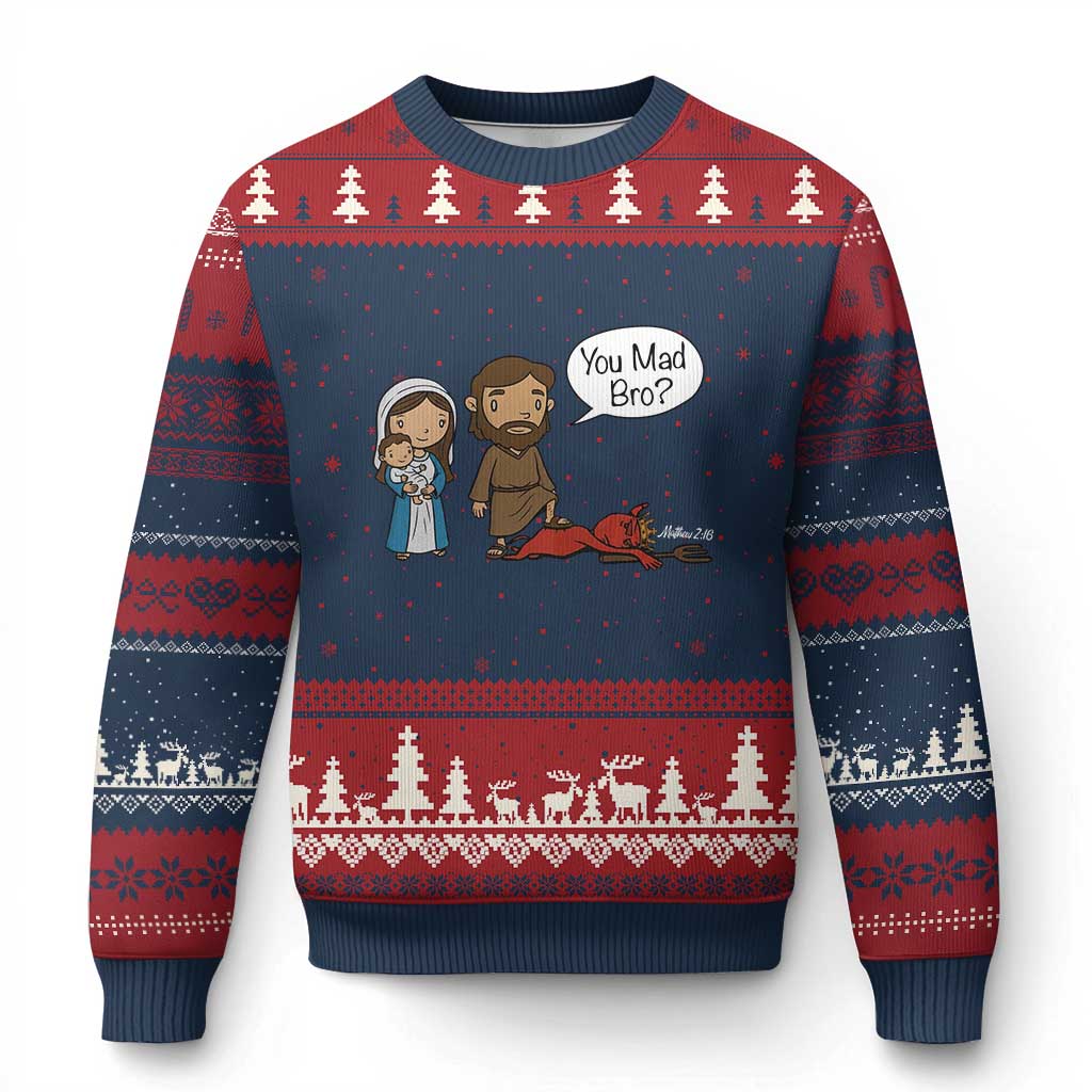 Funny Christian Ugly Christmas Sweater You Mad Bro Matthew 2:16 - Wonder Print Shop