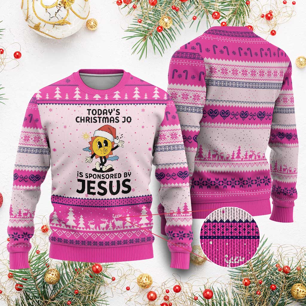 Funny Jesus Christian Xmas Ugly Christmas Sweater Today Is Good Mood Is Sponsored By Jesus - Wonder Print Shop