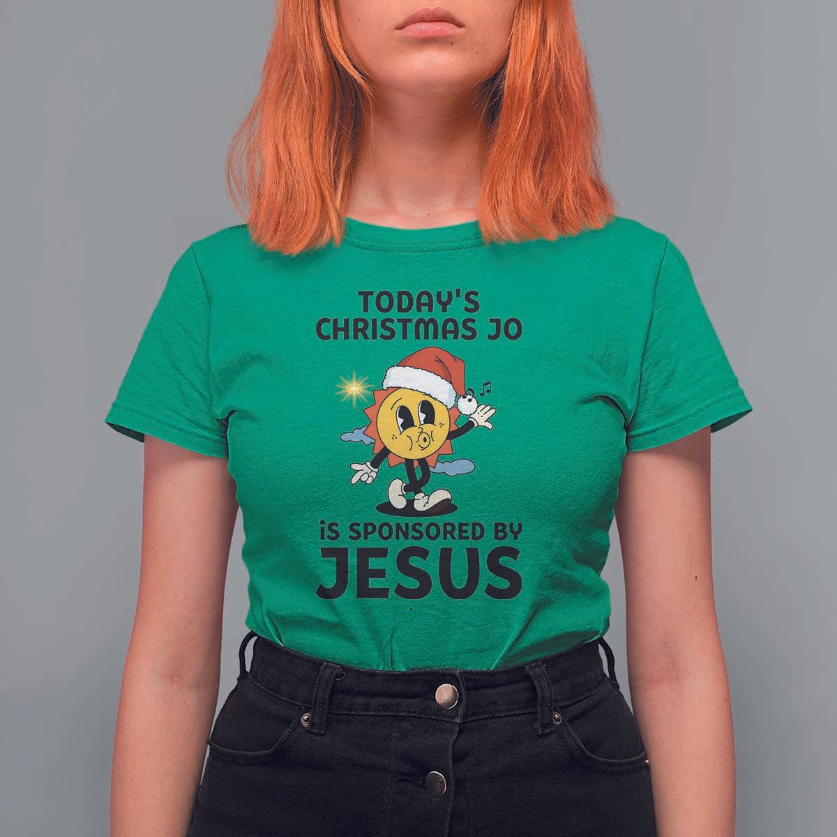 Funny Jesus Christian Christmas T Shirt For Women Today Is Good Mood Is Sponsored By Jesus - Wonder Print Shop