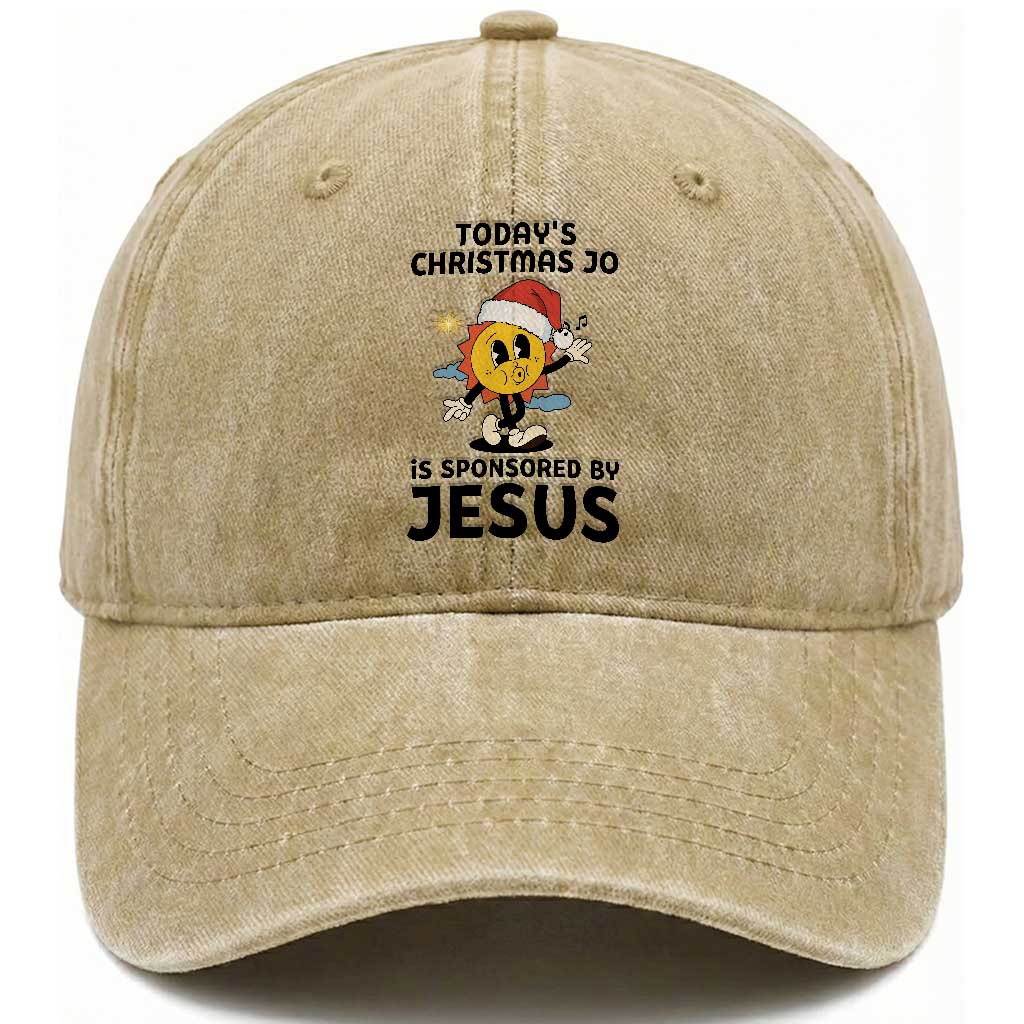 Funny Jesus Christian Christmas Washed Cotton Baseball Cap Today Is Good Mood Is Sponsored By Jesus