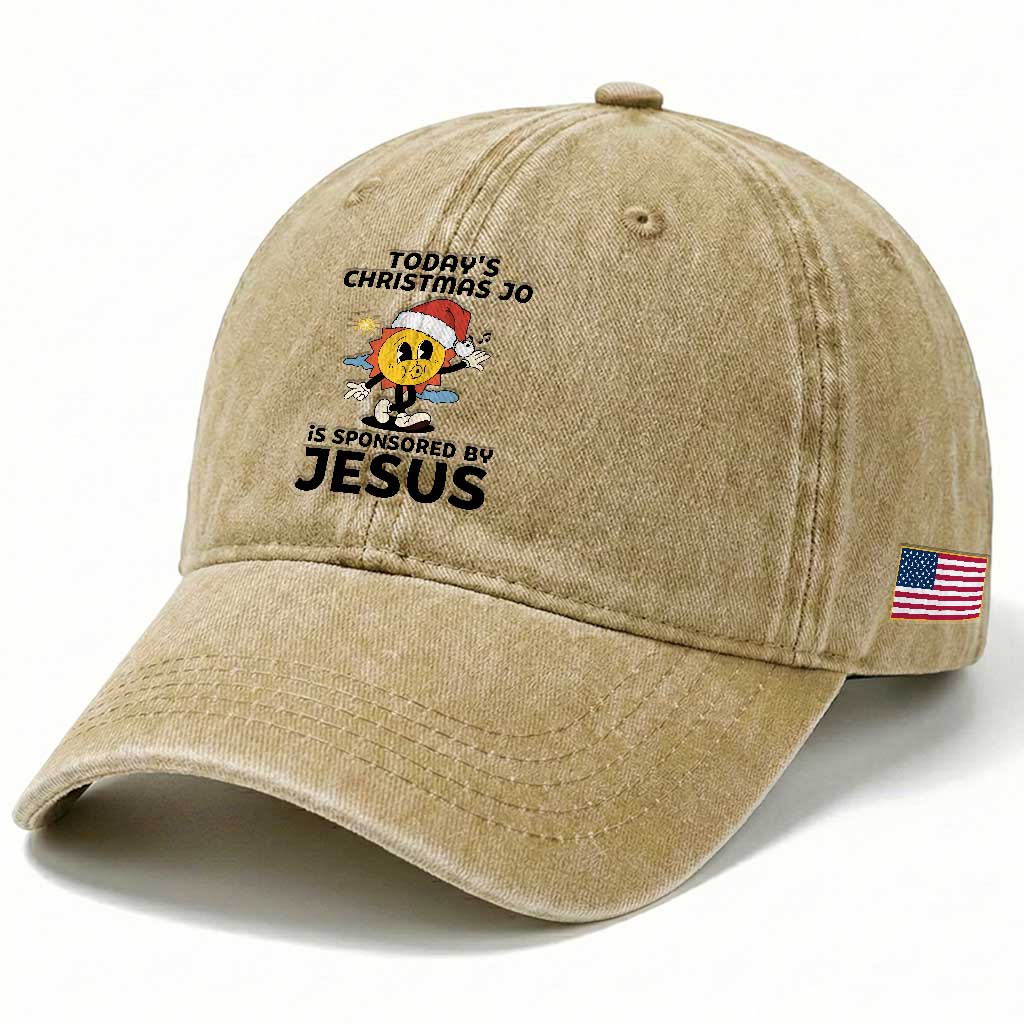 Funny Jesus Christian Christmas Washed Cotton Baseball Cap Today Is Good Mood Is Sponsored By Jesus