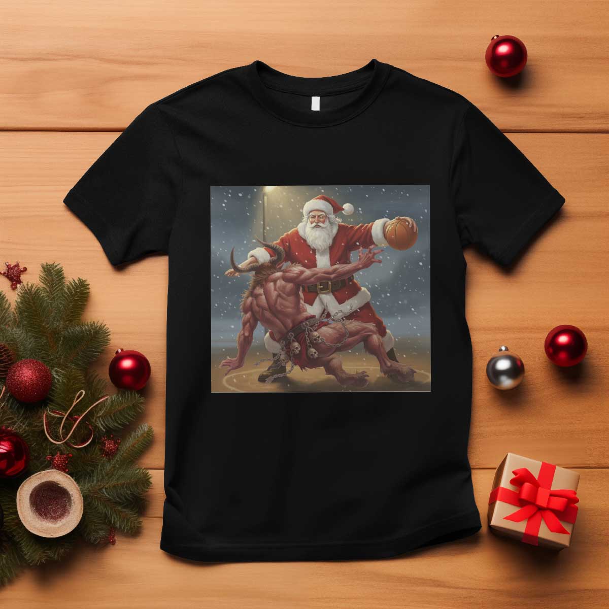Funny Santa Basketball T Shirt Satan Christmas Meme - Wonder Print Shop