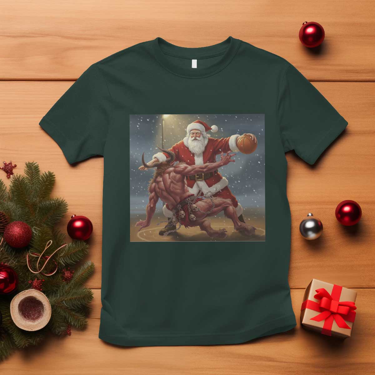 Funny Santa Basketball T Shirt Satan Christmas Meme - Wonder Print Shop