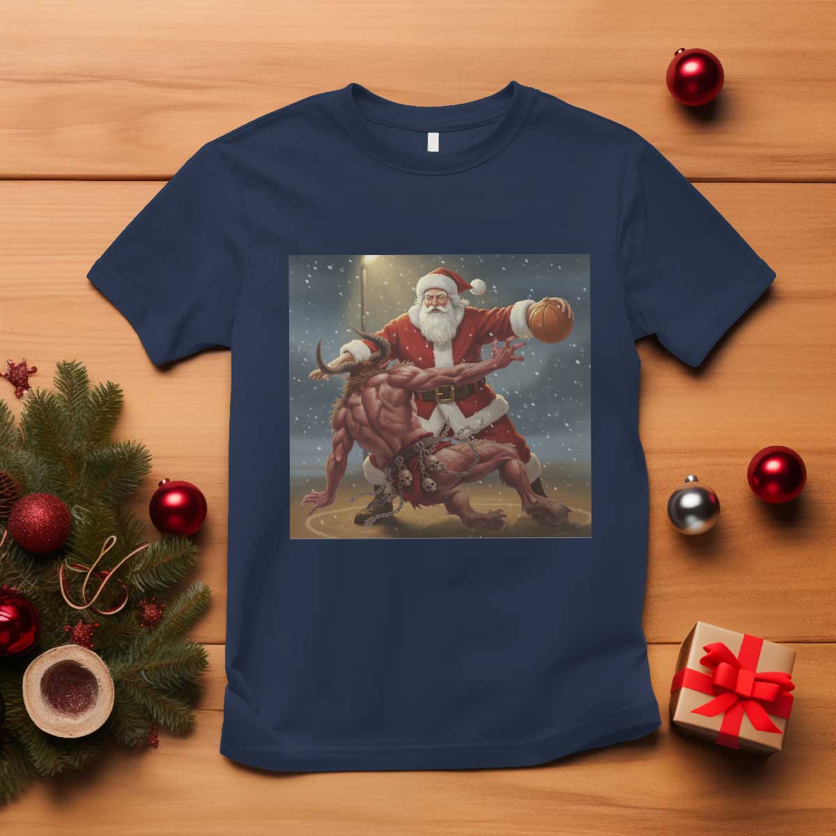 Funny Santa Basketball T Shirt Satan Christmas Meme - Wonder Print Shop