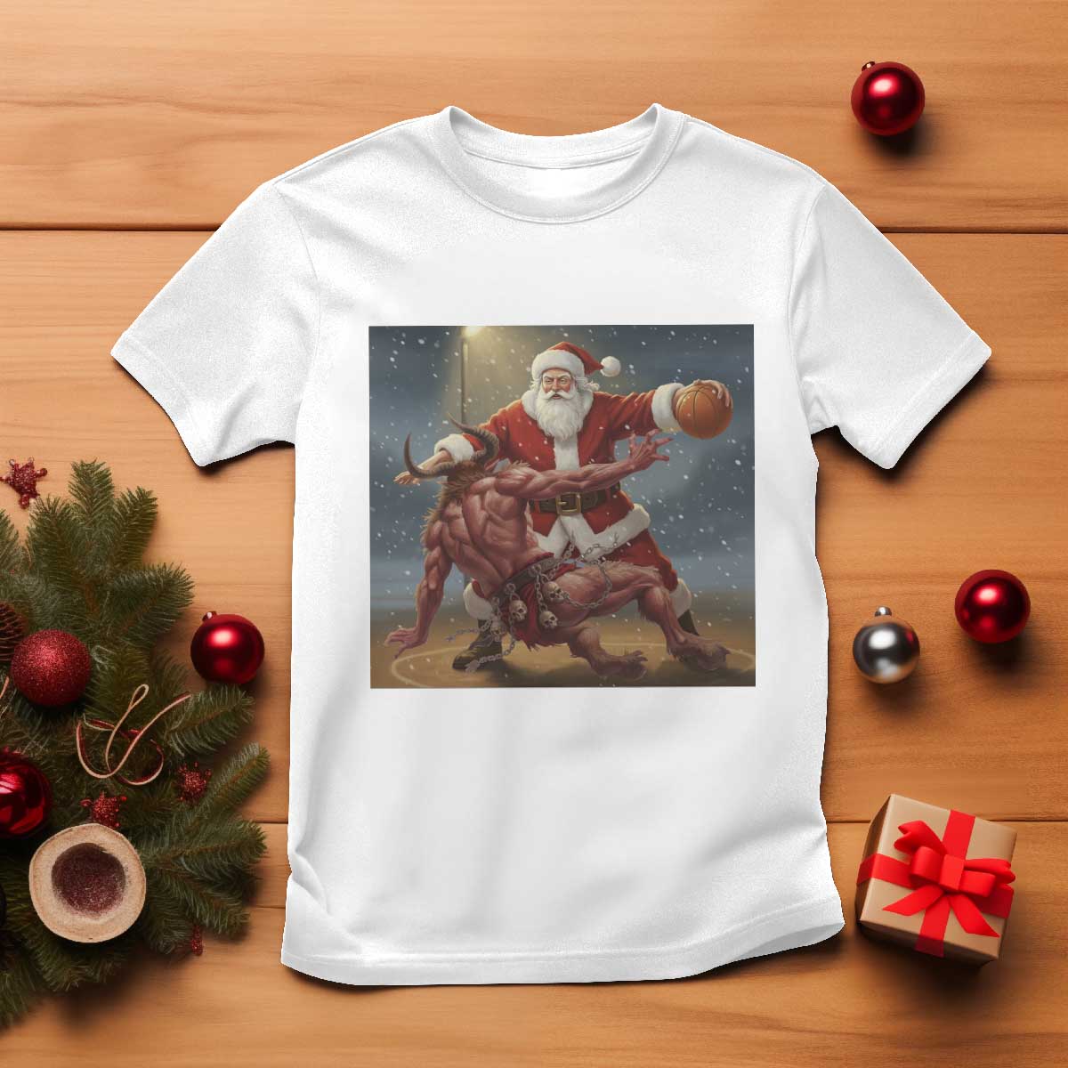 Funny Santa Basketball T Shirt Satan Christmas Meme - Wonder Print Shop