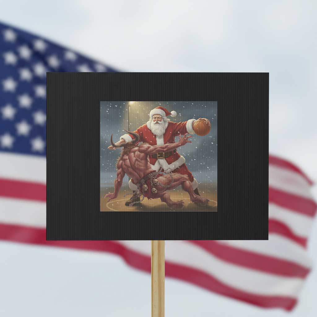 Funny Santa Basketball Protest Sign Satan Christmas Meme - Wonder Print Shop