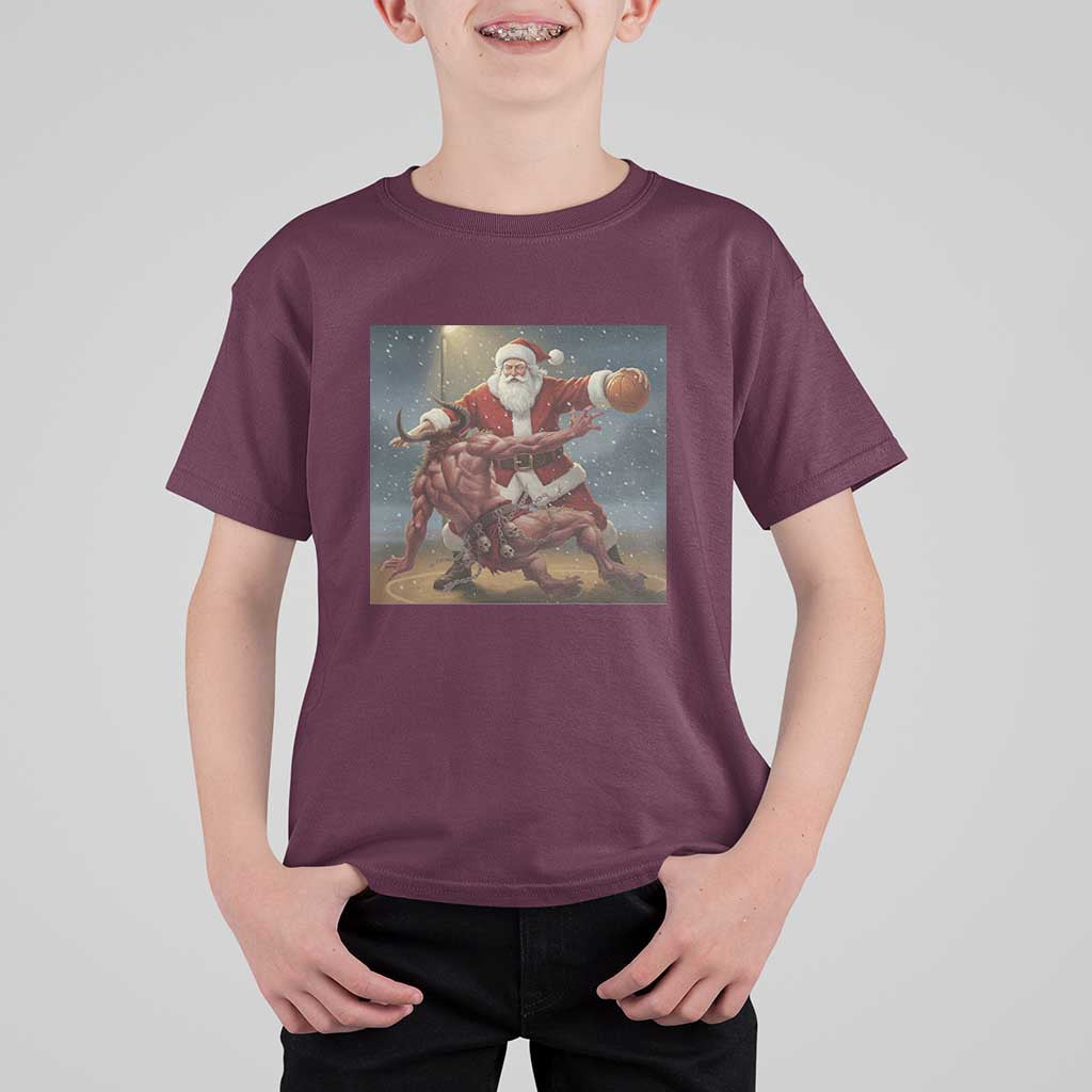 Funny Santa Basketball T Shirt For Kid Satan Christmas Meme - Wonder Print Shop