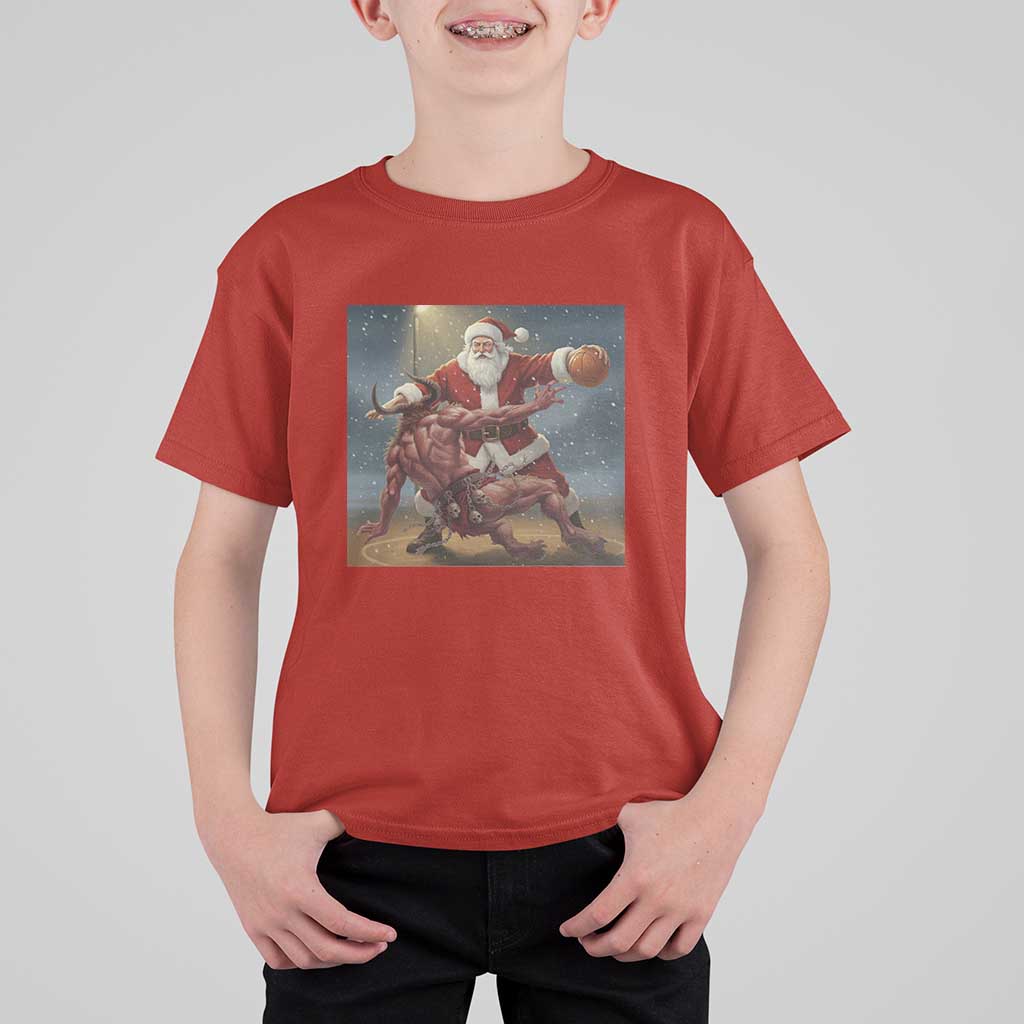 Funny Santa Basketball T Shirt For Kid Satan Christmas Meme - Wonder Print Shop