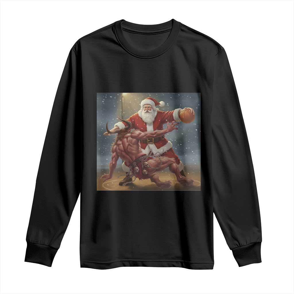 Funny Santa Basketball Long Sleeve Shirt Satan Christmas Meme - Wonder Print Shop