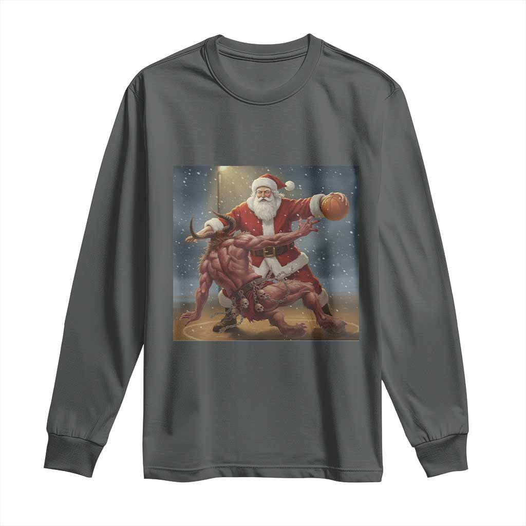Funny Santa Basketball Long Sleeve Shirt Satan Christmas Meme - Wonder Print Shop