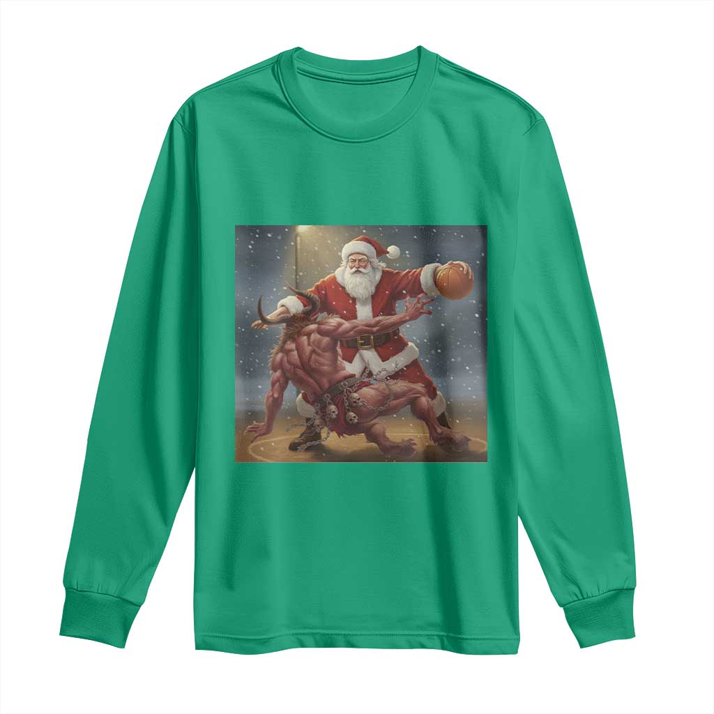 Funny Santa Basketball Long Sleeve Shirt Satan Christmas Meme - Wonder Print Shop